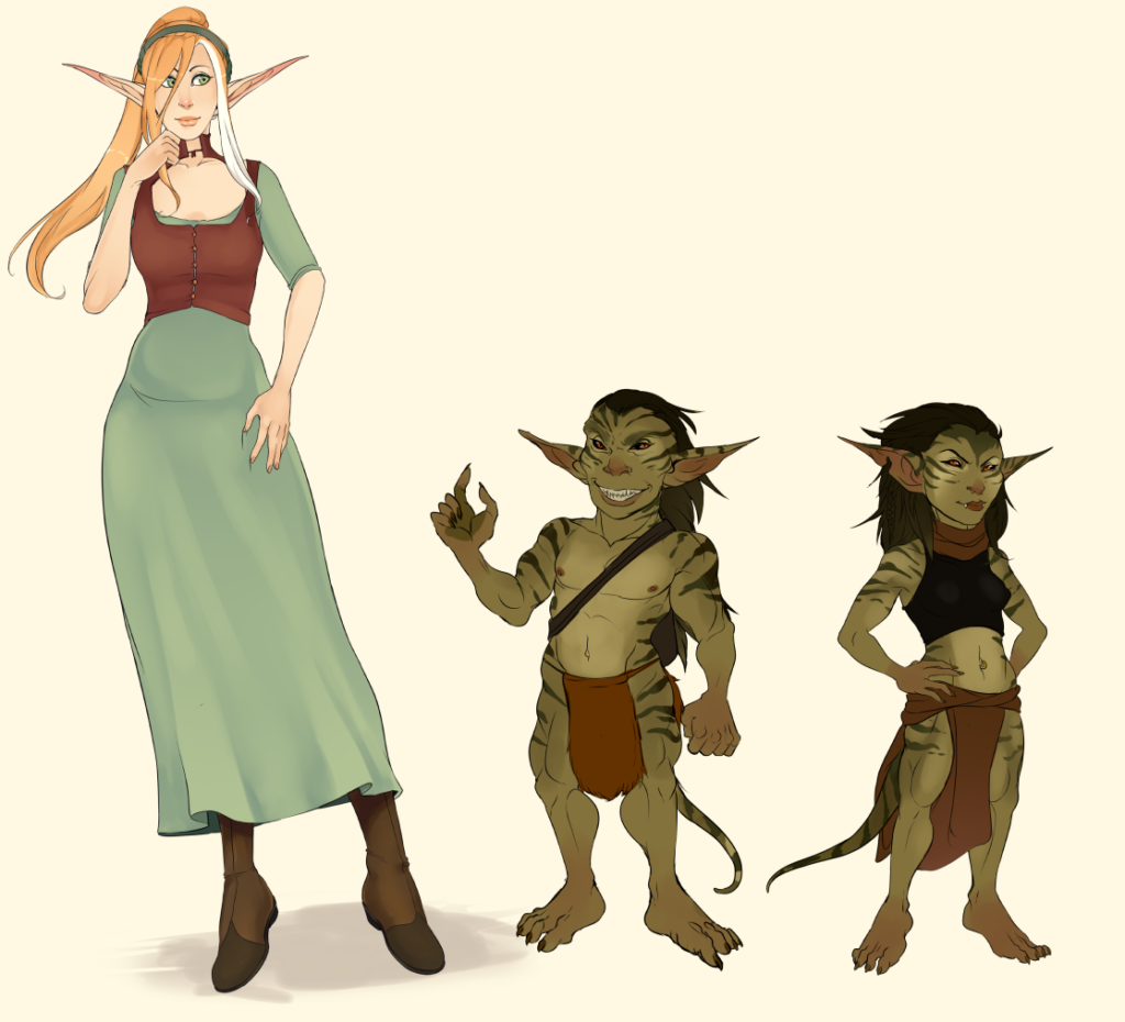 Elf girl and Goblin concepts